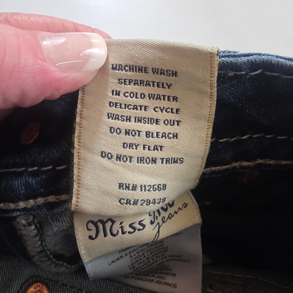 Miss Me Bootcut Jeans Womens 27 Dark Wash Embellished Embroidered MP8739B Y2K - Picture 11 of 16